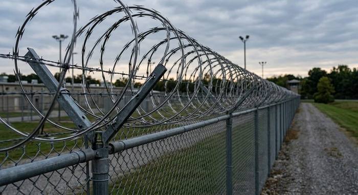 Concertina razor wire coils on a perimeter fence - KKB Wire Netting, Kolkata